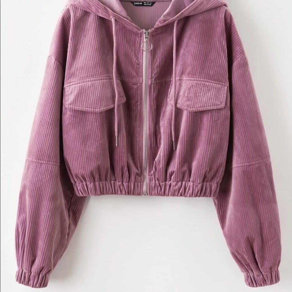 Corduroy Hooded Cropped Jacket
